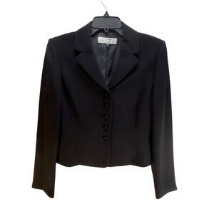 Tahari Black Button-Front Blazer Jacket Women's Petite Size 6P Office Whimsygoth